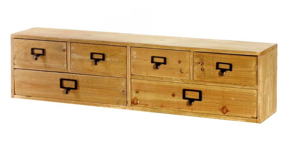 Wide 6 Drawers Wood Storage Organizer 80 x 15 x 20 cm