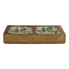 Load image into Gallery viewer, Wood &amp; Enamel 2 Portion Snack Serving Tray
