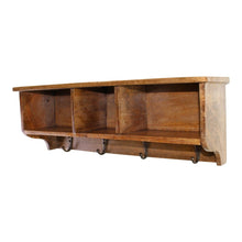 Load image into Gallery viewer, Mango Wood Wall Shelf With Storage Slots &amp; 4 Hooks
