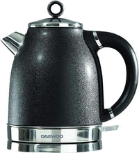 Load image into Gallery viewer, Daewoo Glace Noir 1.7L 3kw Electric Dome Kettle Rapid Boil Crackle Effect Black
