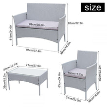 Load image into Gallery viewer, Grey 4 Piece Rattan Garden Furniture Set
