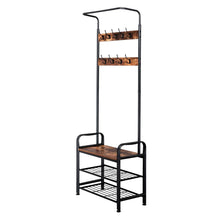 Load image into Gallery viewer, Industrial Vintage Coat Rack Shoe Bench, Hall Tree Entryway Storage Shelf, 3 in 1 Design
