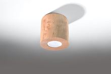 Load image into Gallery viewer, Ceiling lamp ORBIS Natural Wood Round Tube Boho Design GU10
