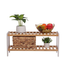 Load image into Gallery viewer, 100% Bamboo Shoe Rack Bench, Shoe Storage, 2-Layer Multi-Functional Cell Shelf, Can Be Used For Entrance Corridor, Bathroom, Living Room And Corridor 70 * 25 * 33 - Natural and White
