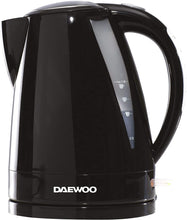 Load image into Gallery viewer, Daewoo Balmoral 1.6L Plastic Kettle (220-240V/50-60Hz/2520-3000W) with Removable &amp; Washable Limescale Filter and 360 Rotation Base, Locking Lid with Auto &amp; Manual Switch Off and LED Indicator - Black
