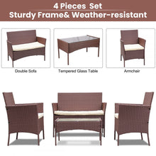 Load image into Gallery viewer, Brown 4 Piece Rattan Garden Furniture Set
