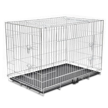 Load image into Gallery viewer, Dog Crate 2/3 Doors w/Tray Fold Metal Pet Cage Kennel House 30"/37"/43"/48"
