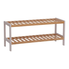 Load image into Gallery viewer, 100% Bamboo Shoe Rack Bench, Shoe Storage, 2-Layer Multi-Functional Cell Shelf, Can Be Used For Entrance Corridor, Bathroom, Living Room And Corridor 70 * 25 * 33 - Natural and White
