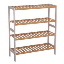 Load image into Gallery viewer, 100% Bamboo Shoe Rack Bench, Shoe Storage, 4-Layer Multi-Functional Cell Shelf, Can Be Used For Entrance Corridor, Bathroom, Living Room And Corridor 70 * 25 * 80 - Natural and White
