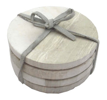 Load image into Gallery viewer, Set of 4 Wood Effect Marble Coasters - Round
