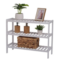 Load image into Gallery viewer, 100% Bamboo Shoe Rack Bench, Shoe Storage, 3-Layer Multi-Functional Cell Shelf, Can Be Used For Entrance Corridor, Bathroom, Living Room And Corridor 70 * 25 * 55 - White
