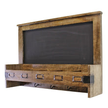 Load image into Gallery viewer, Mango Wood Blackboard With 5 Storage Slots &amp; Key Hooks
