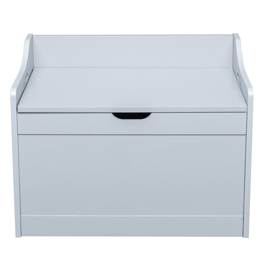 Storage Chest, Entryway Bench with 2 Safety Hinges, Wooden Toy Box, Gray