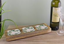 Load image into Gallery viewer, Wood &amp; Enamel 3 Portion Snack Serving Tray
